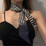 2021 Fashion Luxury Design Letter D Silk Ribbon Neck Scarf