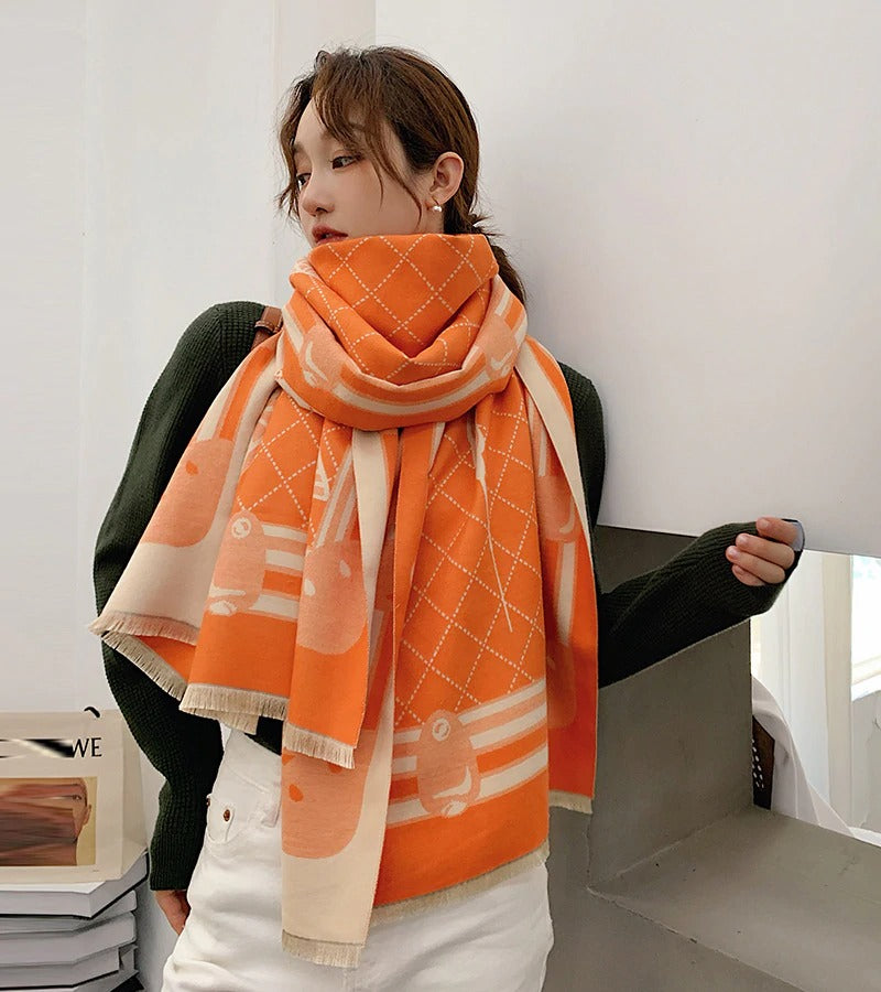 2021 New Winter Tower Print Double-Sided Scarf