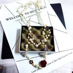 Fashion Luxury Golden Pendant Red Flower Double Chain Pearl 5 Necklace