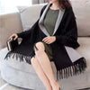 2021 Elegant Socialite Shiny Beading Crystal Knitted Poncho Tassel Scarf