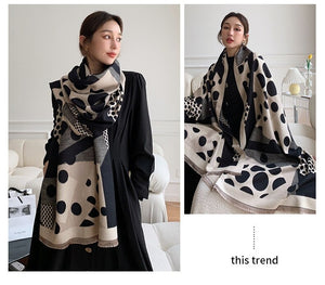 2021 Designer New Imitation Cashmere Pashmina Shawl Big Dot Pattern Scarf