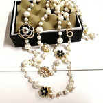 Fashion Luxury Simulated Pearl Double Layer Pendant Long Necklace