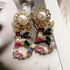 Fashion 5 Digital Baroque Pearl Butterfly Drop Dangle Crystal Earrings/Serials
