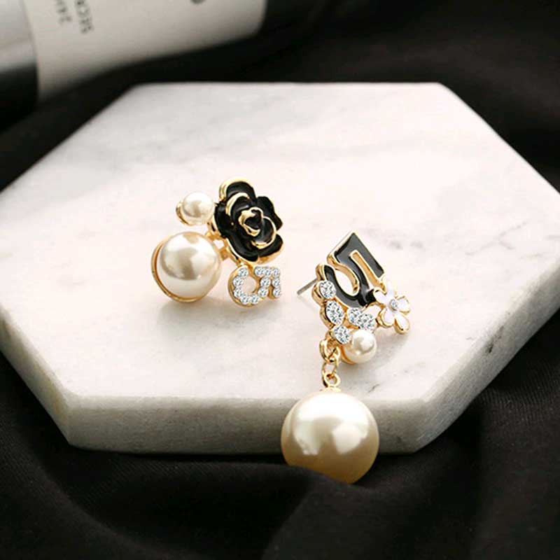 Fashion Luxury Simulated Pearl Long Dangle Chain Earrings